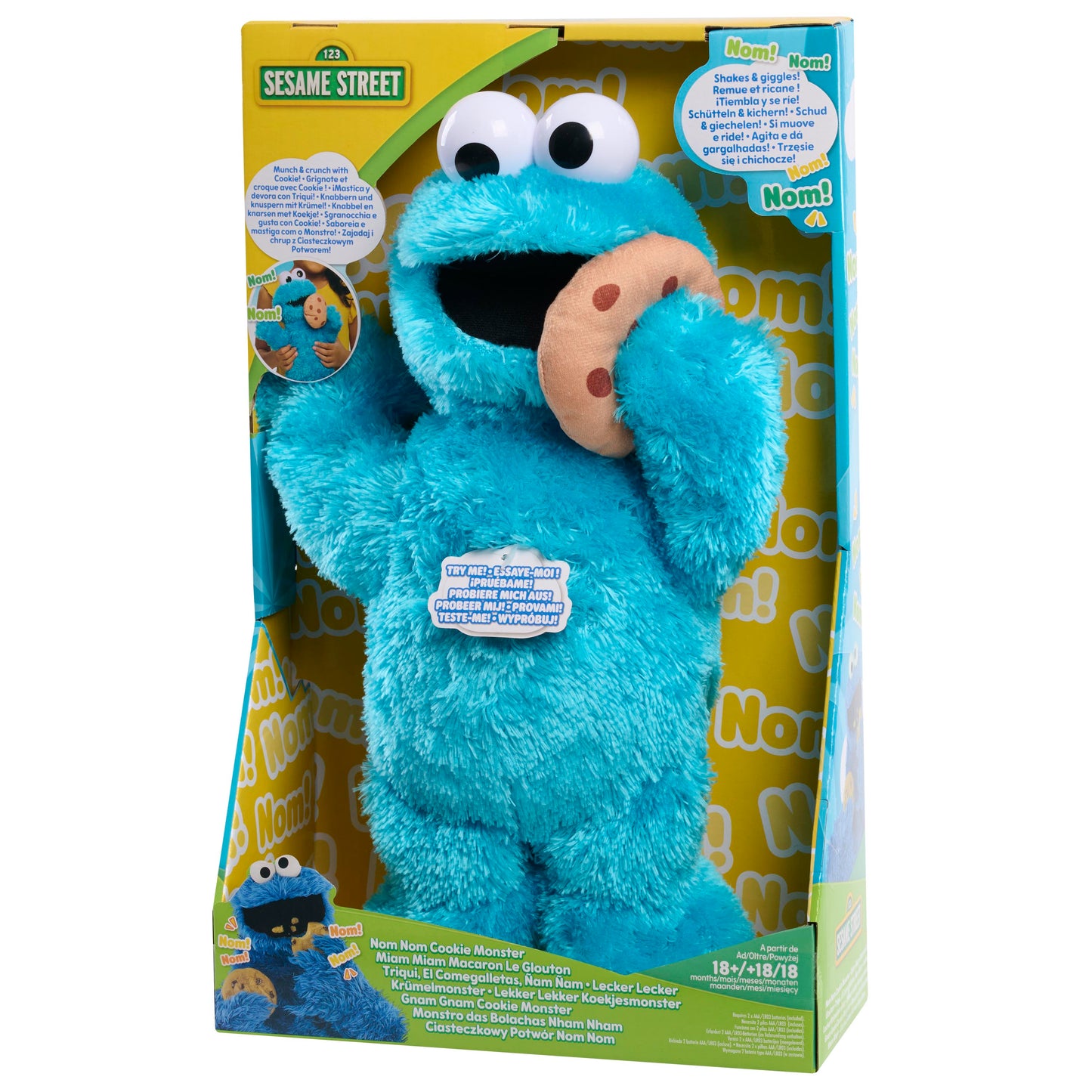 Sesame Street 13.5-inch Nom Nom Cookie Monster Plush with Sounds and Motion