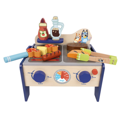 Bluey – Wooden BBQ and Salad Set, 33-Piece Colourful Playset with Tongs and Food Pieces – Realistic Role-Play & Imaginative Fun for Ages 3 Years and Up