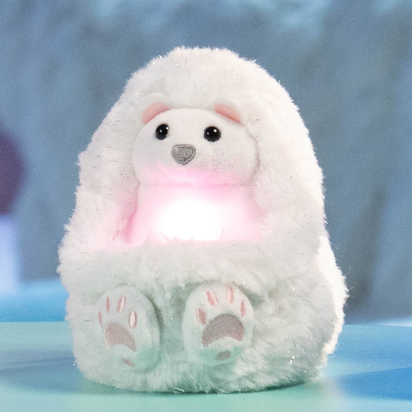 Curlimals Perry Polar Bear Arctic Glow Teddy Bear, Sensory toys, Cute, Plush, Laughing, Light-Up Tummy. Age 3+, White