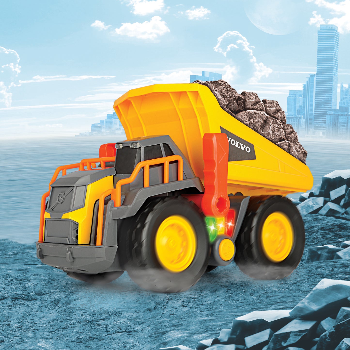 Dickie Volvo Power Dump Truck with Lights and Sounds