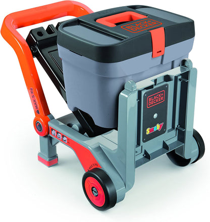 Black & Decker Kids Workbench | 3 in 1 Mobile Workshop including Devil Workmate, workbench, wheelbarrow plus 19 accessories | Ages 3+