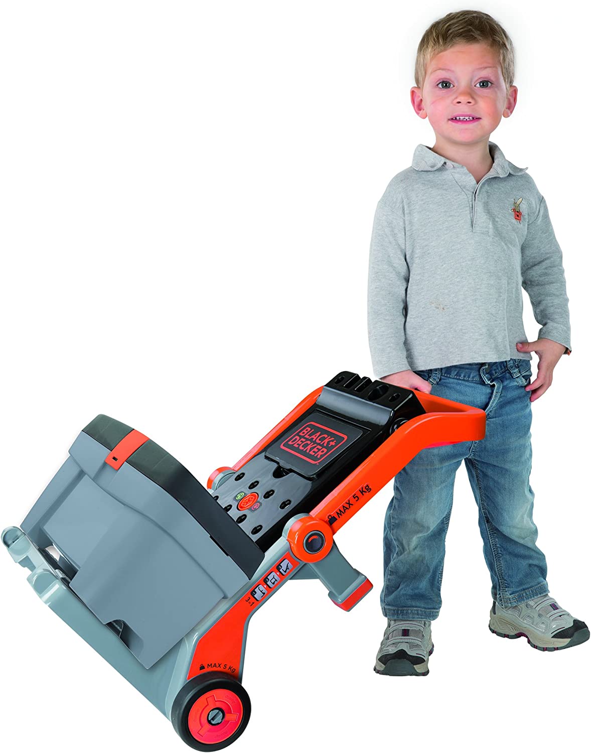 Black & Decker Kids Workbench | 3 in 1 Mobile Workshop including Devil Workmate, workbench, wheelbarrow plus 19 accessories | Ages 3+