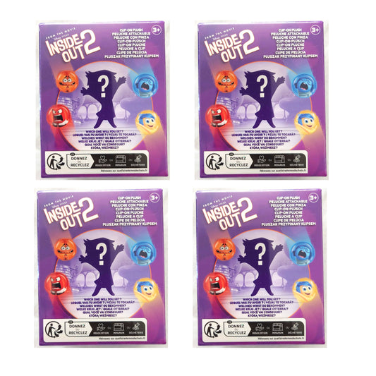Disney Pixar Inside Out 2 Clip on Blind Box Plush (4 Pack)