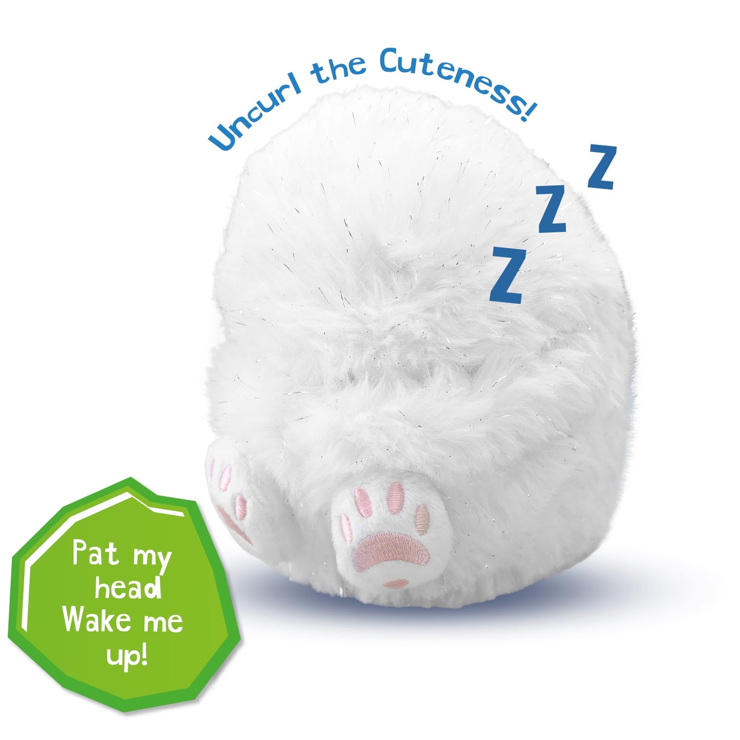 Curlimals Perry Polar Bear Arctic Glow Teddy Bear, Sensory toys, Cute, Plush, Laughing, Light-Up Tummy. Age 3+, White