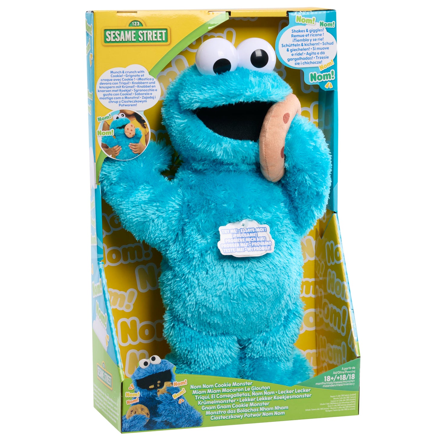 Sesame Street 13.5-inch Nom Nom Cookie Monster Plush with Sounds and Motion