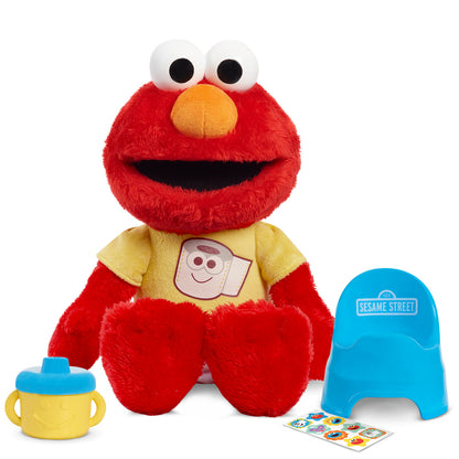 Sesame Street Potty Time Elmo 12-Inch Sustainable Plush Stuffed Animal, Sounds and Phrases, Potty Training Tool, Officially Licenced Kids Toys for Ages 18 Month