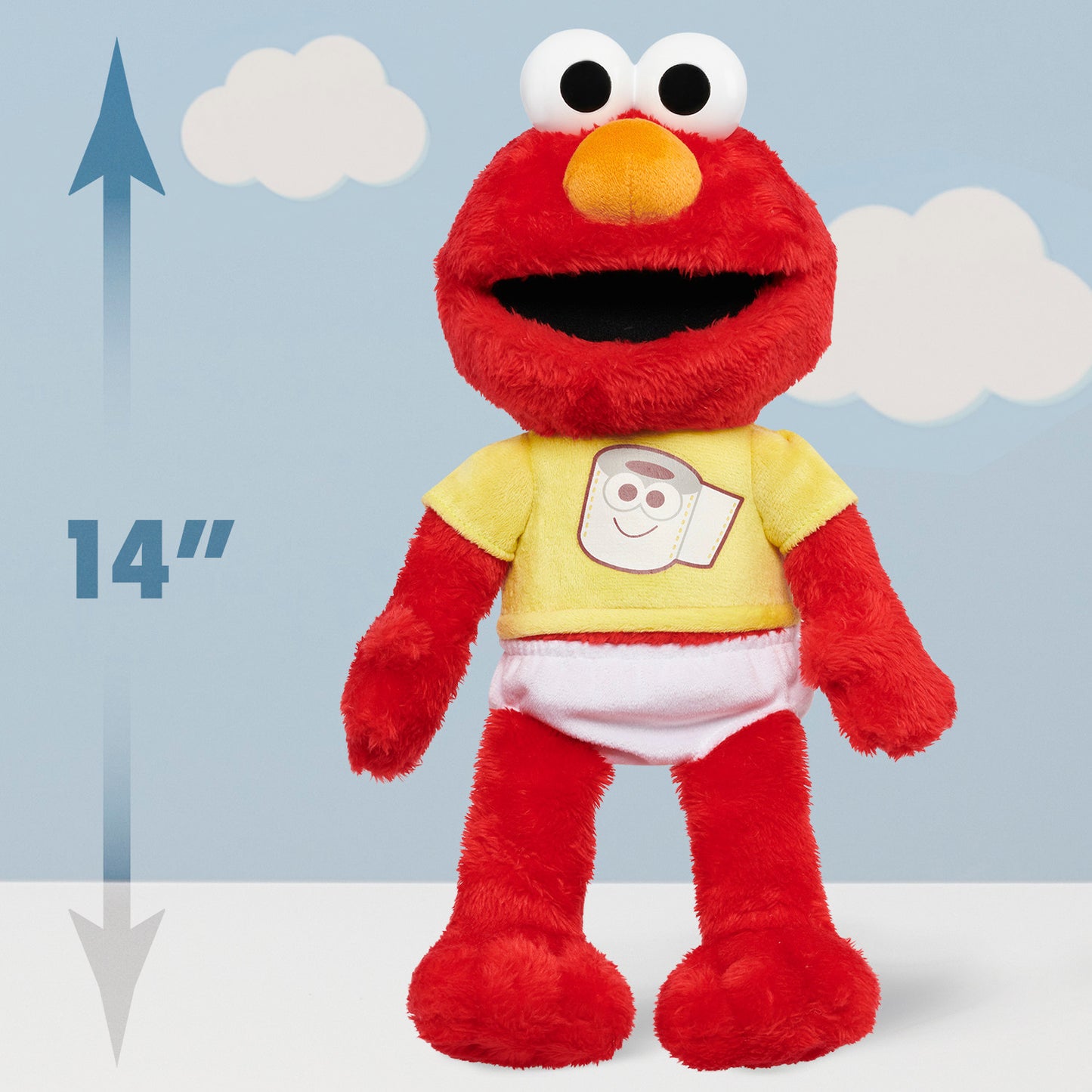 Sesame Street Potty Time Elmo 12-Inch Sustainable Plush Stuffed Animal, Sounds and Phrases, Potty Training Tool, Officially Licenced Kids Toys for Ages 18 Month