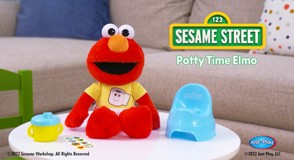 Sesame Street Potty Time Elmo 12-Inch Sustainable Plush Stuffed Animal, Sounds and Phrases, Potty Training Tool, Officially Licenced Kids Toys for Ages 18 Month