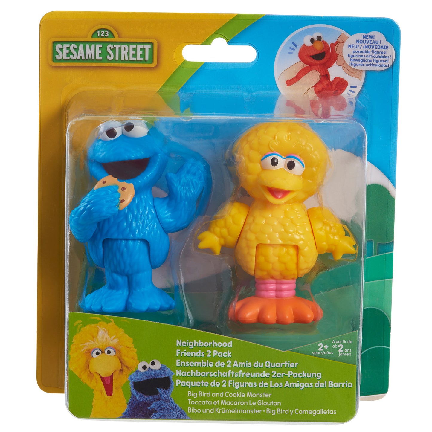 Sesame Street Neighborhood Friends Poseable figurines 2 Pack 7.5 cm tall (Cookie Monster & Big Bird)