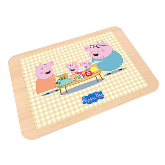 Peppa Pig Wooden Reversible Breakfast Tray (5 pieces missing, 22 items counted)