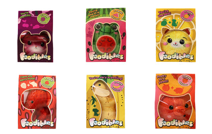 FOODIBLES Scented Small 10cm Tall Soft Toy Collection: Strawberry Elephant, Cool Watermelon Frog, Cute Cherry Mouse, Banana Dog, Cute Lemon Cat and “Pretty as a Peach” Pig! (6 Pieces)