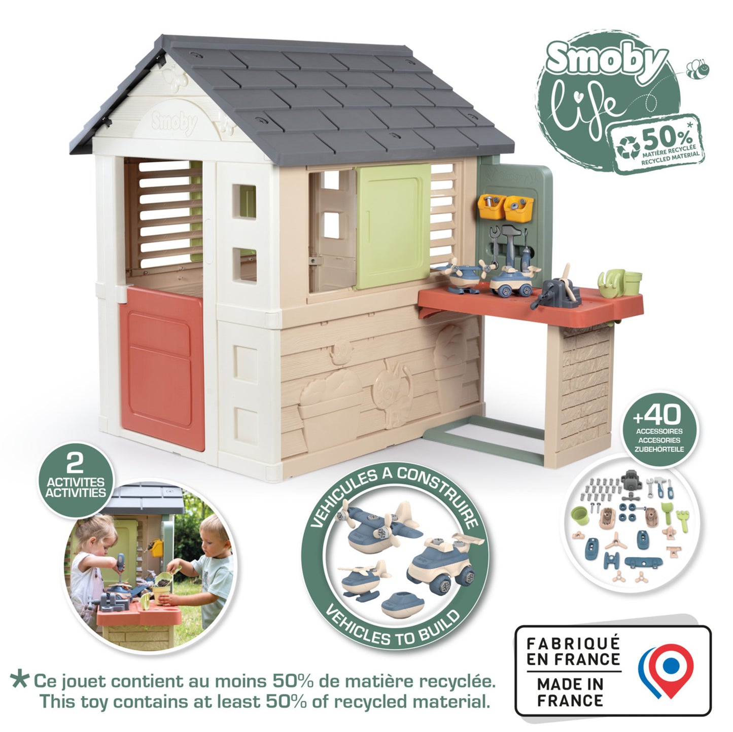 Smoby Life Nature Playhouse and Workshop for ages 2 Years+